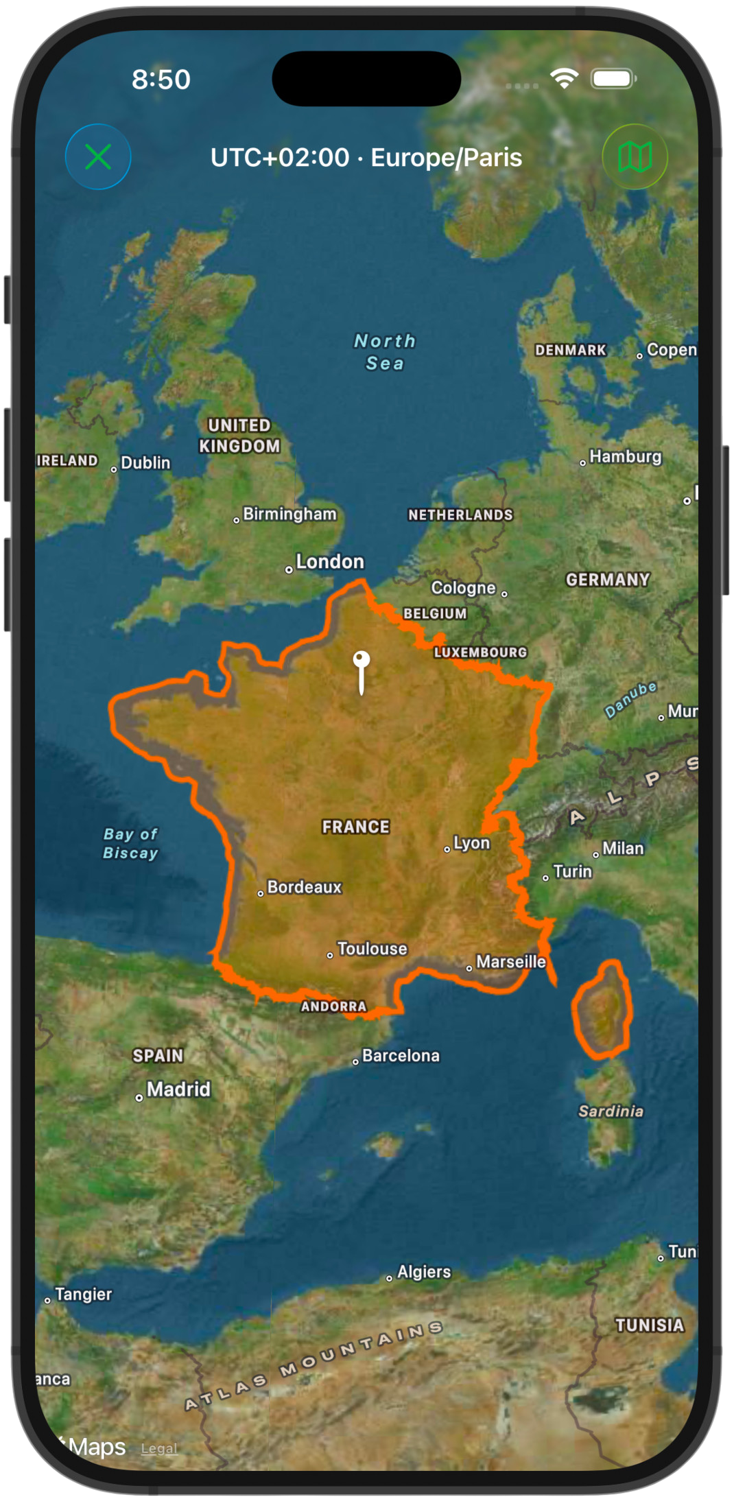 GeoSpoof app — secondary view